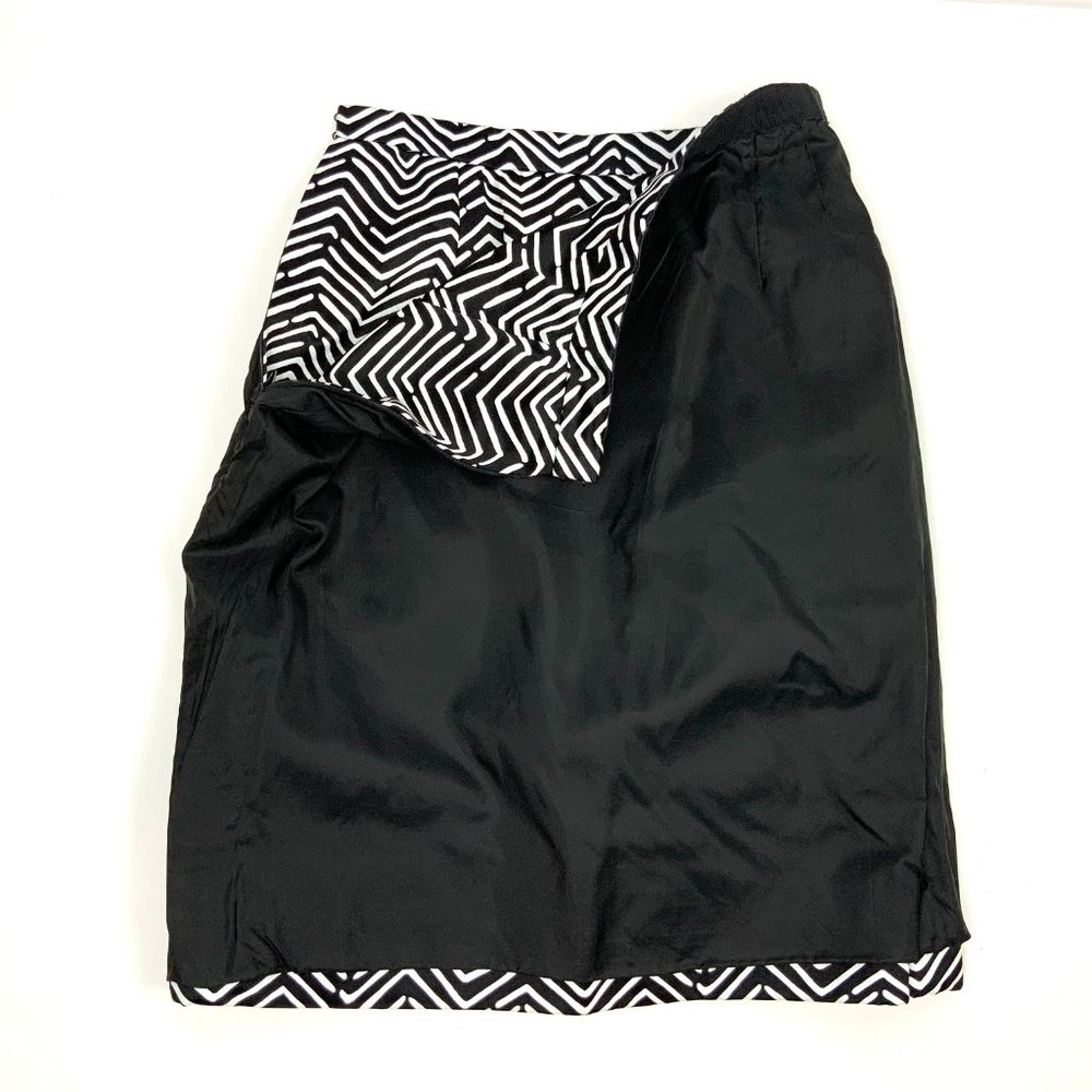 Vintage Monteverdi Couture Genova Luxury Silk Black & White Shevron Suit Sz 4 -2 - Picture 16 of 16